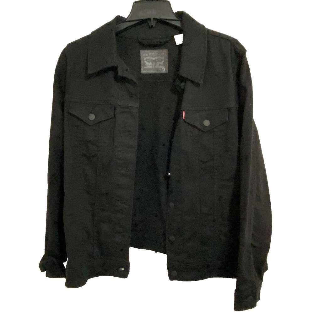 Levi Strauss & Co. Women's Black Trucker Jacket Button Front Pockets Collared 1X